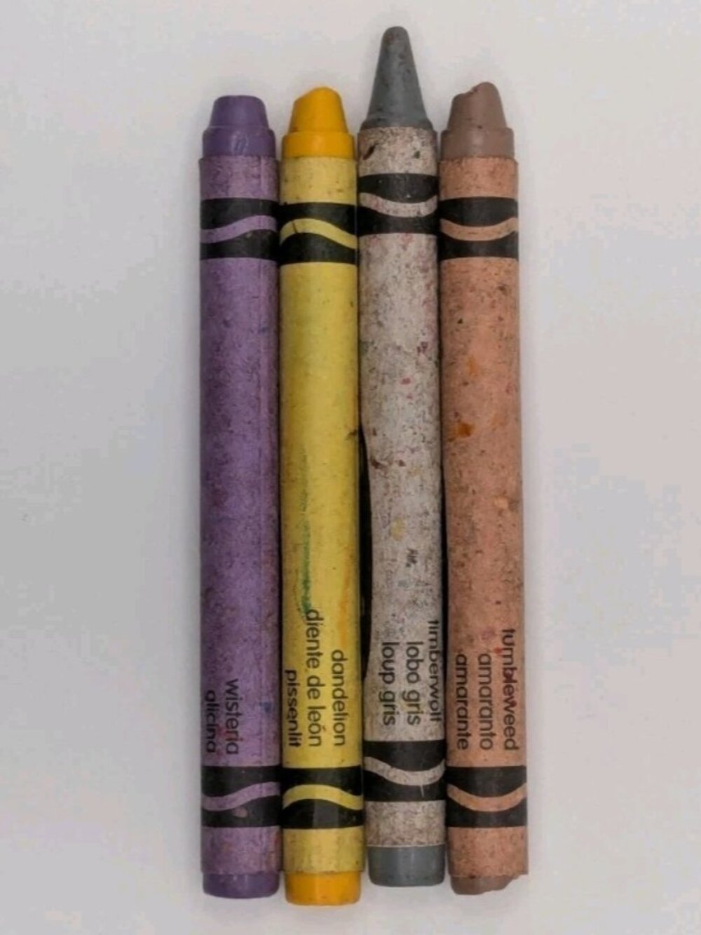 Retired Colors Crayola Crayons Lot of 4-Tumbleweed Dandelion Wisteria Timberwolf